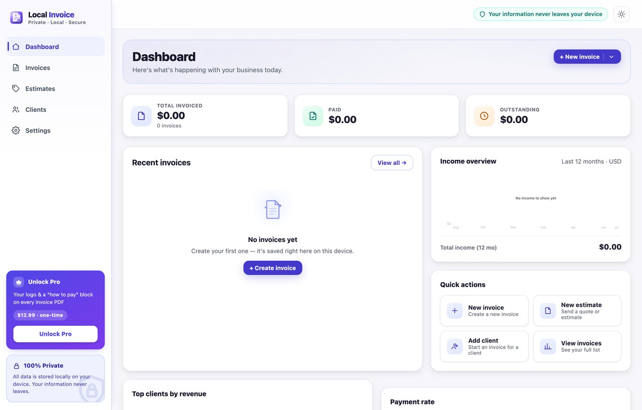 Local Invoice app screenshot