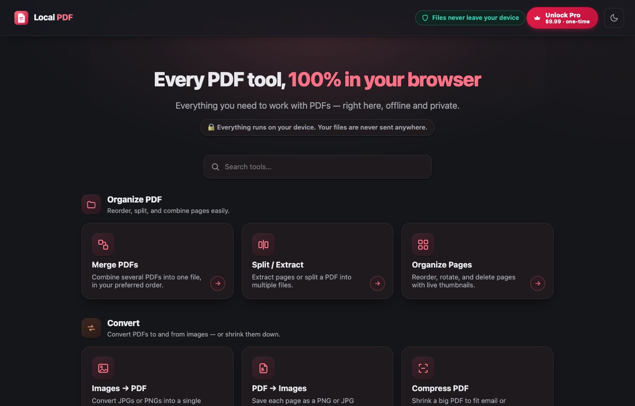 Local PDF app screenshot